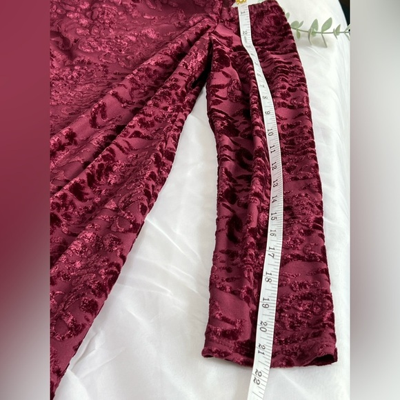 Maggy London Womens 4 Maroon Burnout Velvet Patterned Cold Shoulder Midi Dress - Picture 5 of 10